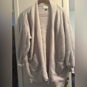 Universal Thread Open-Front Ribbed Cardigan Sweater in Light Taupe